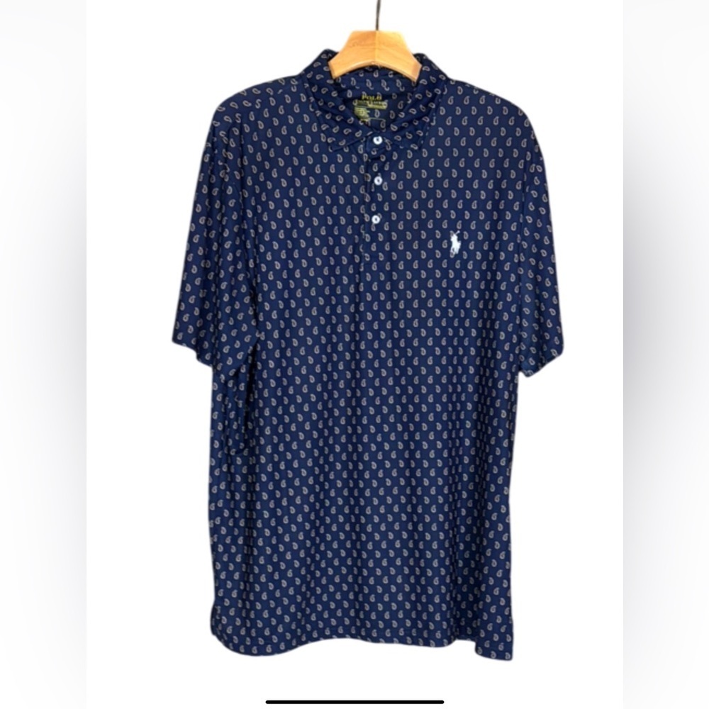 Polo by Ralph Lauren navy golf shirt with paisley print Size Large